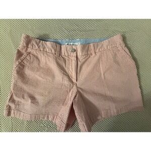Southern Tide Seersucker Shorts Women Size 12/14 Pink White Preppy Coastal Beach